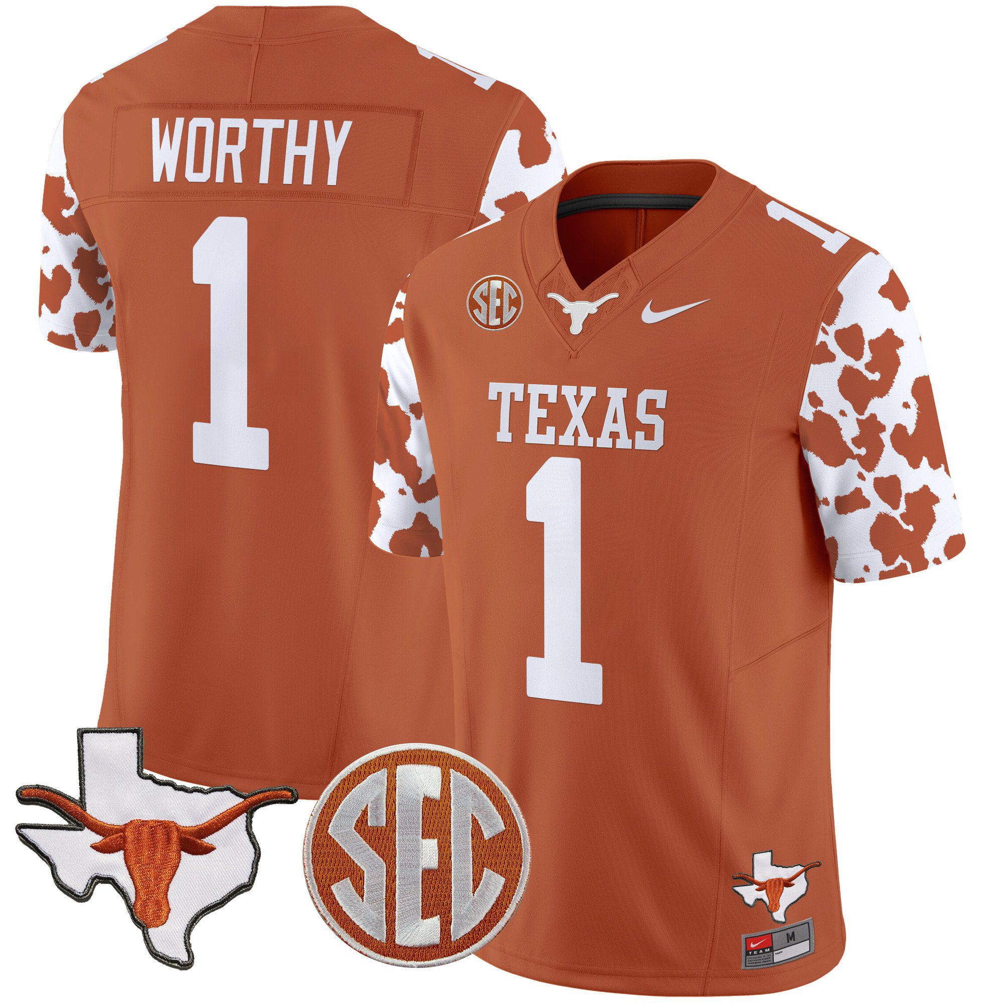 Men Texas Longhorns #1 Worthy Orange 2024 Nike Cow Spots Vapor Limited NCAA Jersey->indianapolis colts->NFL Jersey